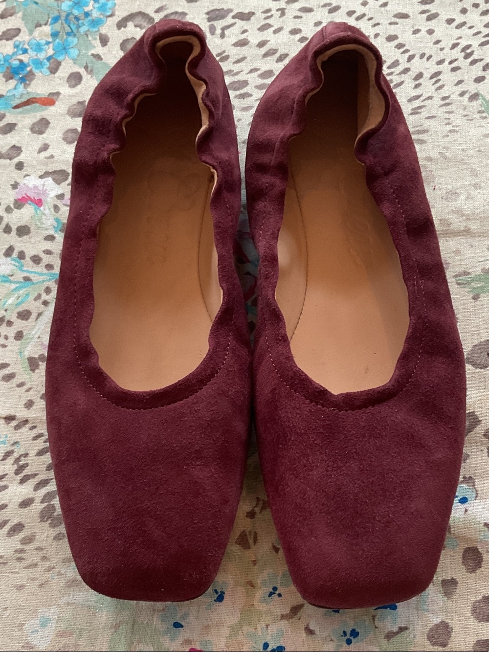J. Crew Anya Scrunchie Burgundy Suede Ballet Flats